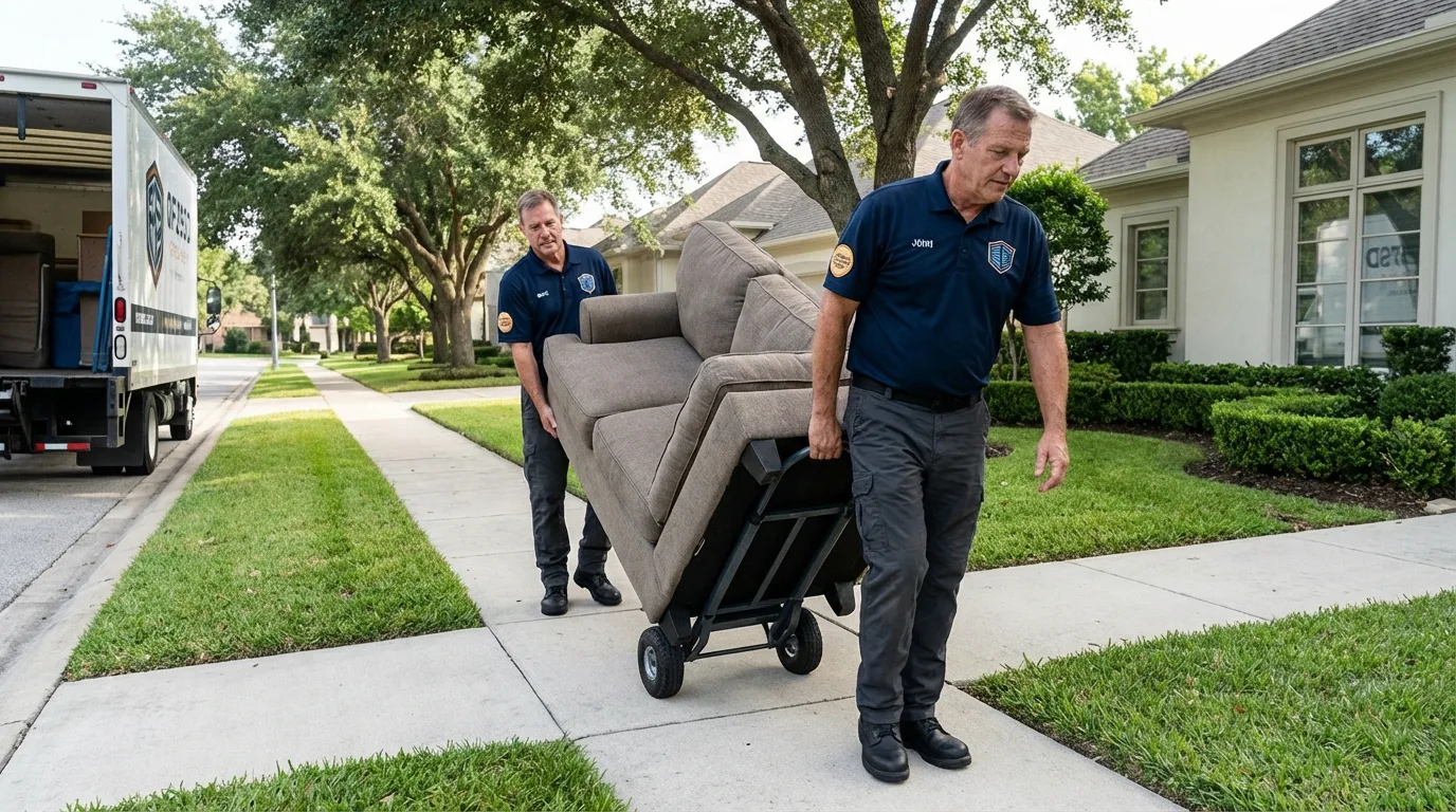 Local residential moving crew loading furniture in Loma, CO